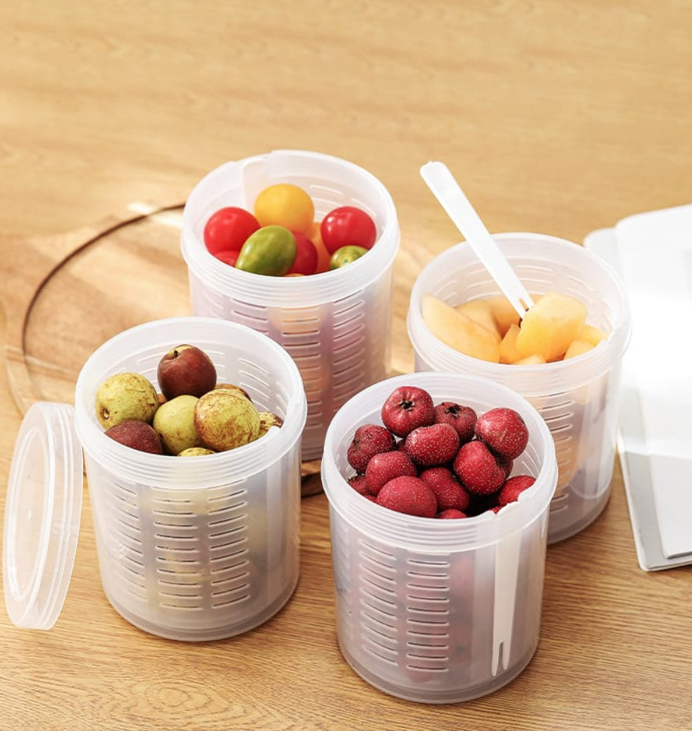 Fasola Fruit &amp; Veggie Snack Pot Airtight Fruit Storage Containers Salad Storage Cup 800ml 4Pack