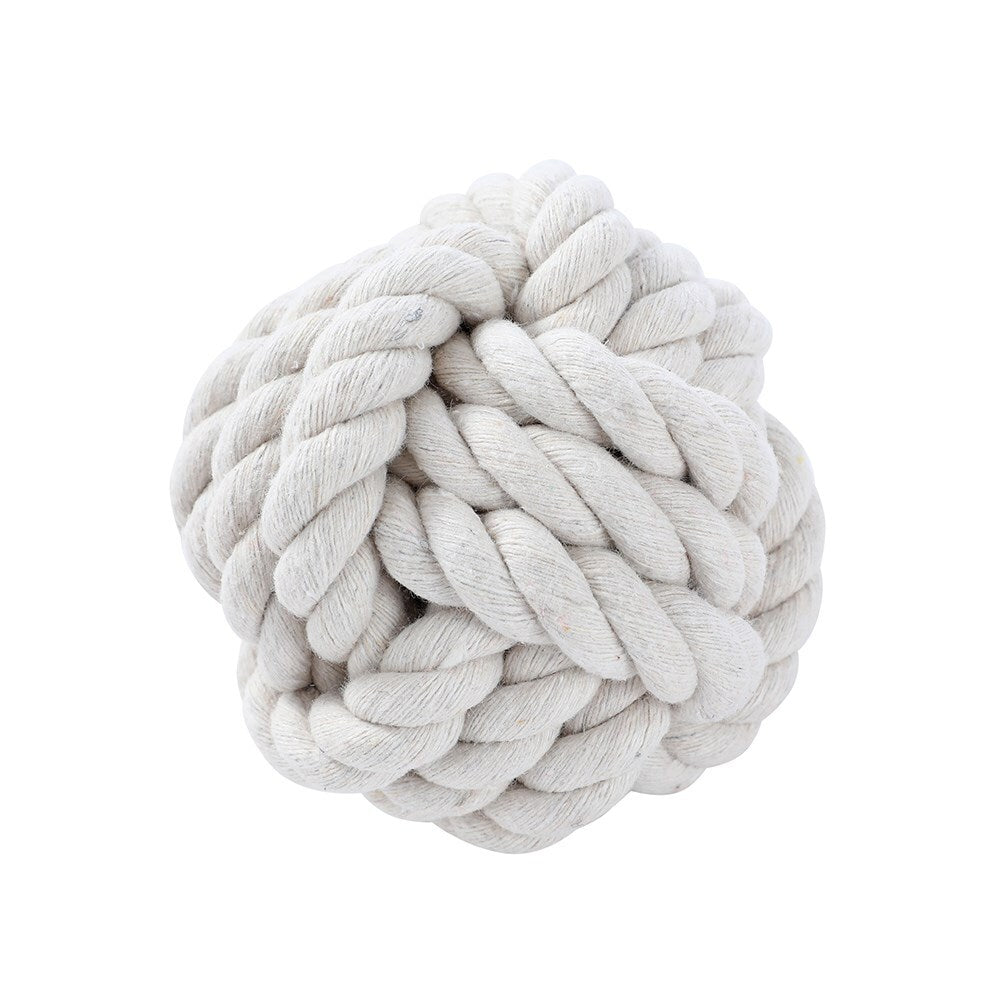 Paws &amp; Claws 7.5cm Eco Rope Knotted Ball Pet Chew Toy - White
