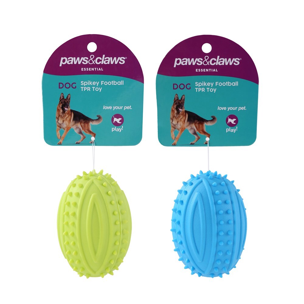 Paws &amp; Claws 9.5cm TPR Spikey Football Pet Dog Toy - Assorted