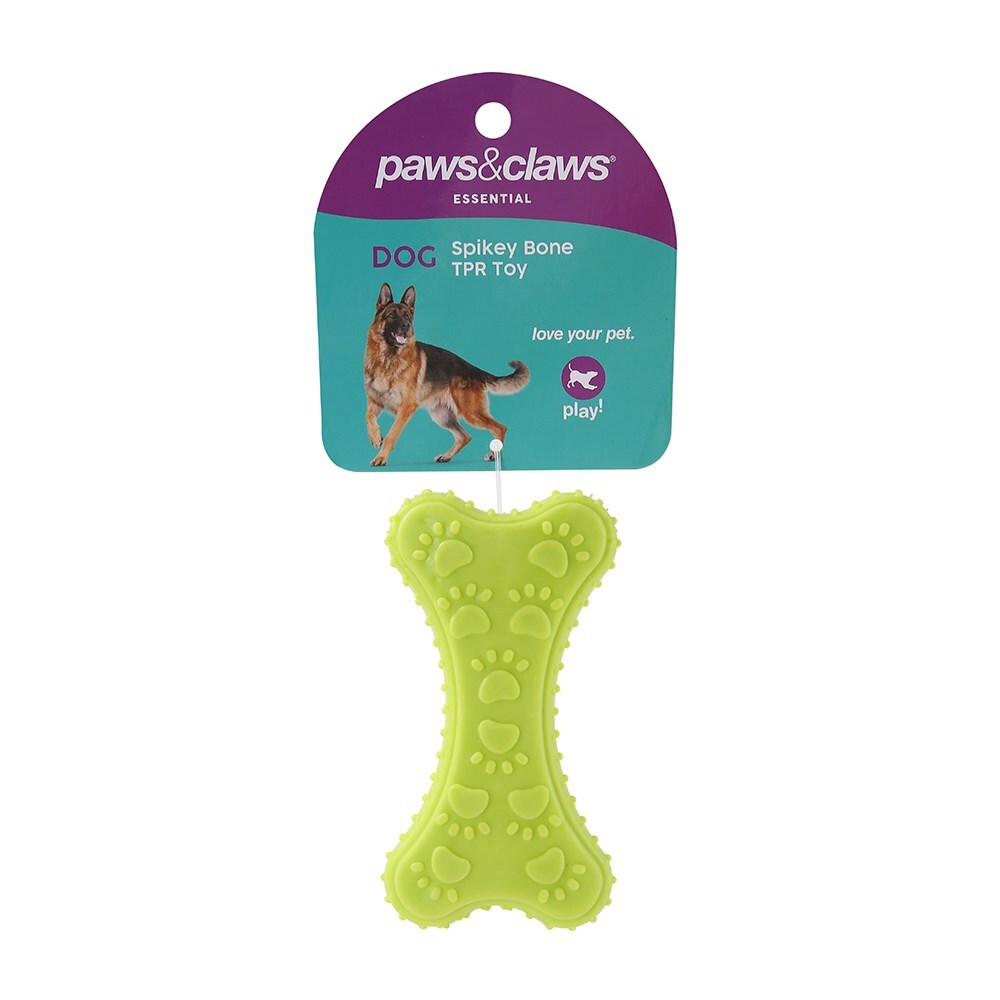 Paws &amp; Claws 10cm TPR Spikey Bone Pet/Dog Toy - Assorted