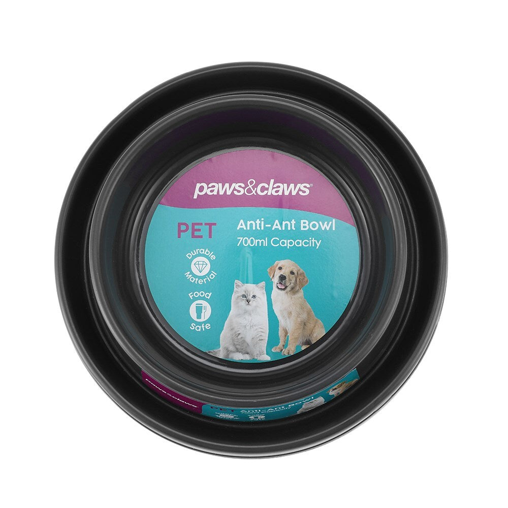 Paws &amp; Claws Anti-Ant Pet Dog Bowl 22.5x16.5x5.5cm Dark Grey