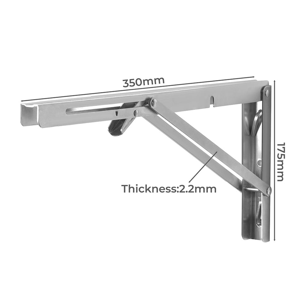 2Pcs 14&quot; Folding Table Bracket Stainless Steel Triangle 150KG Wall Shelf Bench