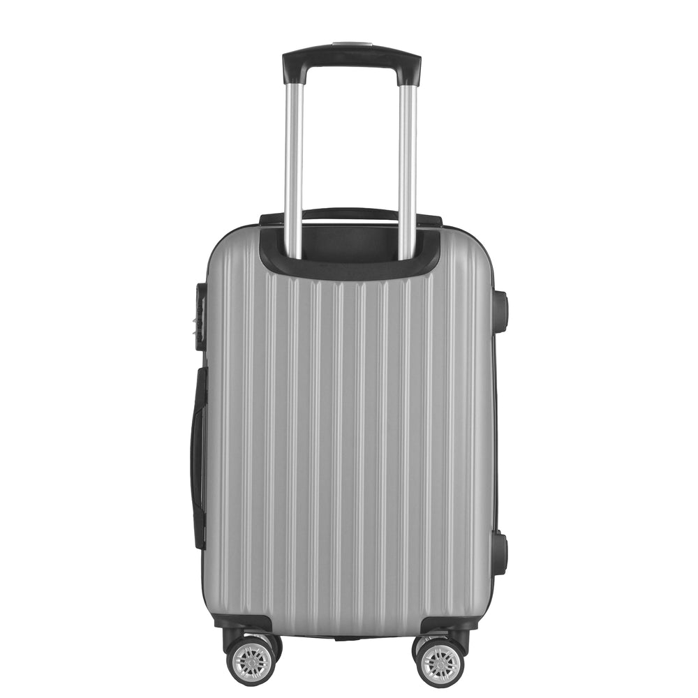 Milano Premium 3pc ABS Luggage Suitcase Luxury Hard Case Shockproof Travel Set 3 Piece Silver
