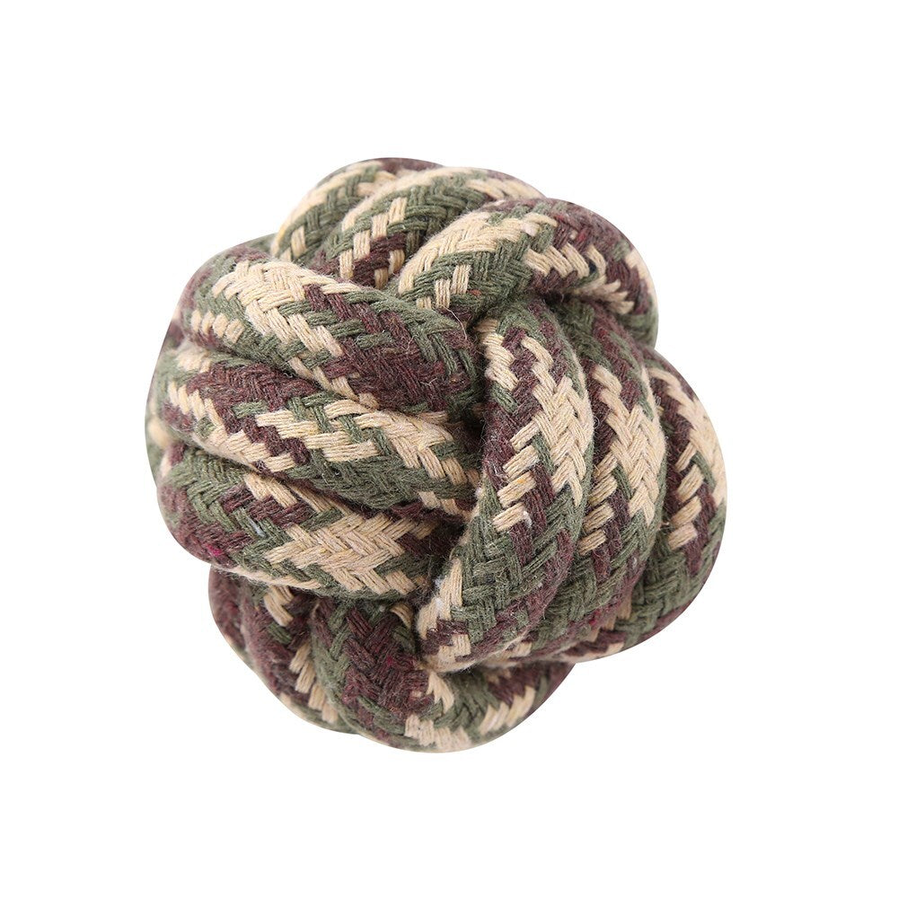 Paws &amp; Claws Military 6cm Knotted Rope Ball Toy Assorted