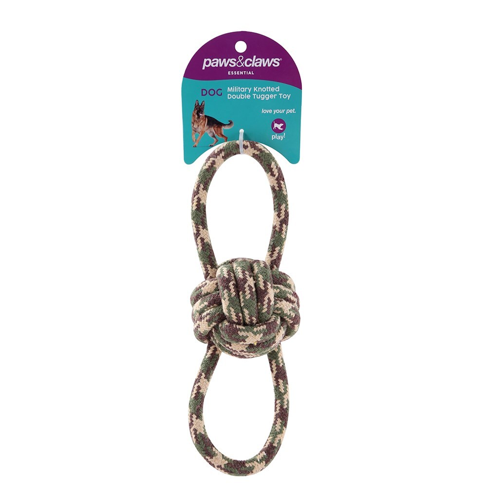 Paws &amp; Claws Military 22cm Knotted Double Tugger Toy Assorted