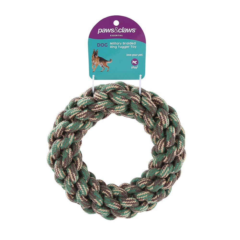 Paws &amp; Claws Military 20x4cm Braided Ring Tugger Toy Assorted
