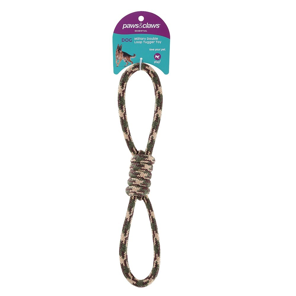 Paws &amp; Claws Military 37x4cm Double Loop Tugger Toy Assorted