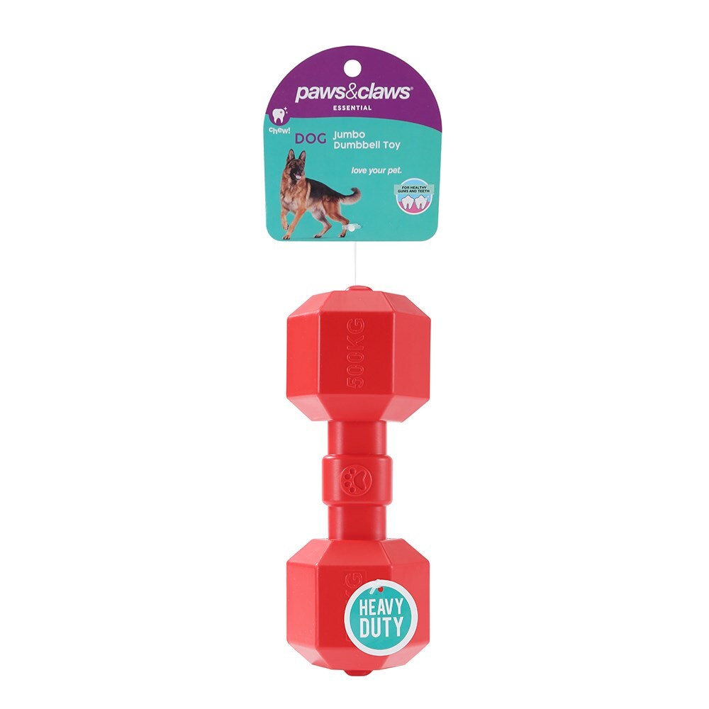 Paws &amp; Claws Heavy Duty 19.5x9cm TPR Pet Toy Jumbo Dumbbell - Assorted