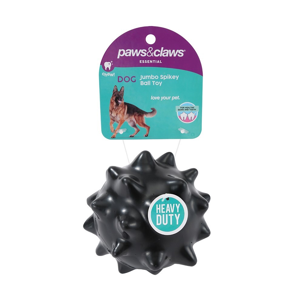 Paws &amp; Claws Heavy Duty 10cm TPR Pet Toy Jumbo Spikey Ball - Assorted