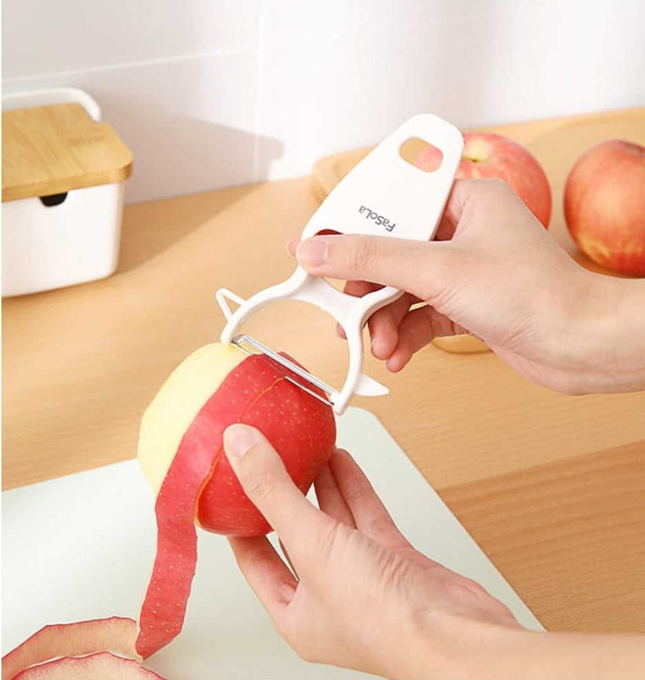 Fasola Multifunctional Kitchen Plastic Vegetable Fruit Peeler White 12.8*8*1.2cmX2Pack