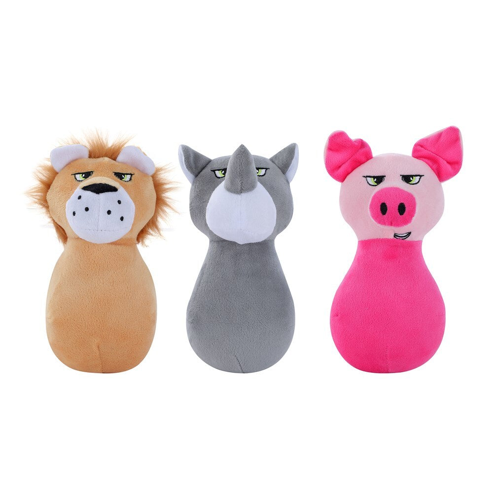Paws &amp; Claws Plush Squeaky Animal Head Pet Dog Toy Assorted