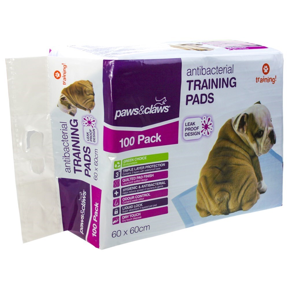 100PK Paws &amp; Claws 60x60cm Anti bacterial Pet/Dog Training Pads