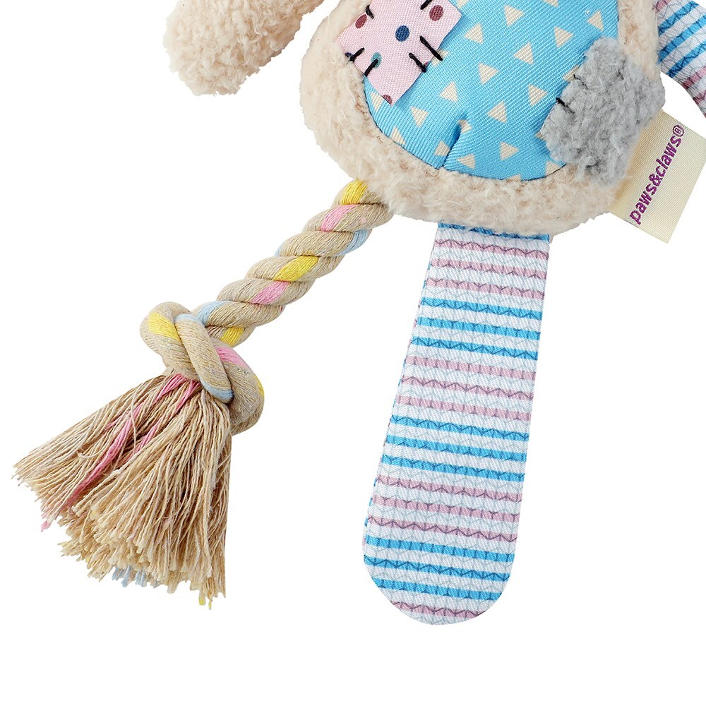 Paws &amp; Claws Patchy Pals Plush Rope Bear Pet Dog Toy 36x15x7cm