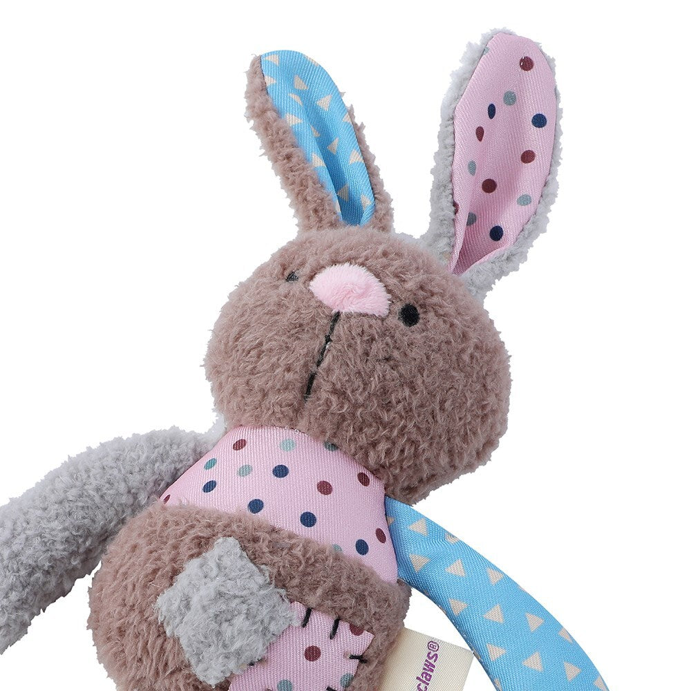 Paws &amp; Claws Patchy Pals Plush Rope Rabbit Pet Dog Toy Rope 32x17x6cm