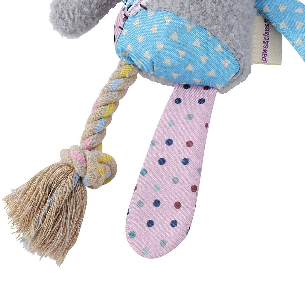 Paws &amp; Claws Patchy Pals Plush Rope Elephant Pet Dog Toy 36x20x8cm