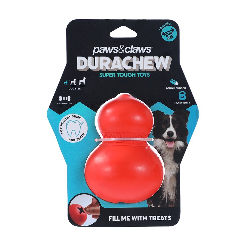 Paws And Claws 11x8.2x8.2cm Dura Chew Rubber Gourd Dog/Pet Toy Assorted