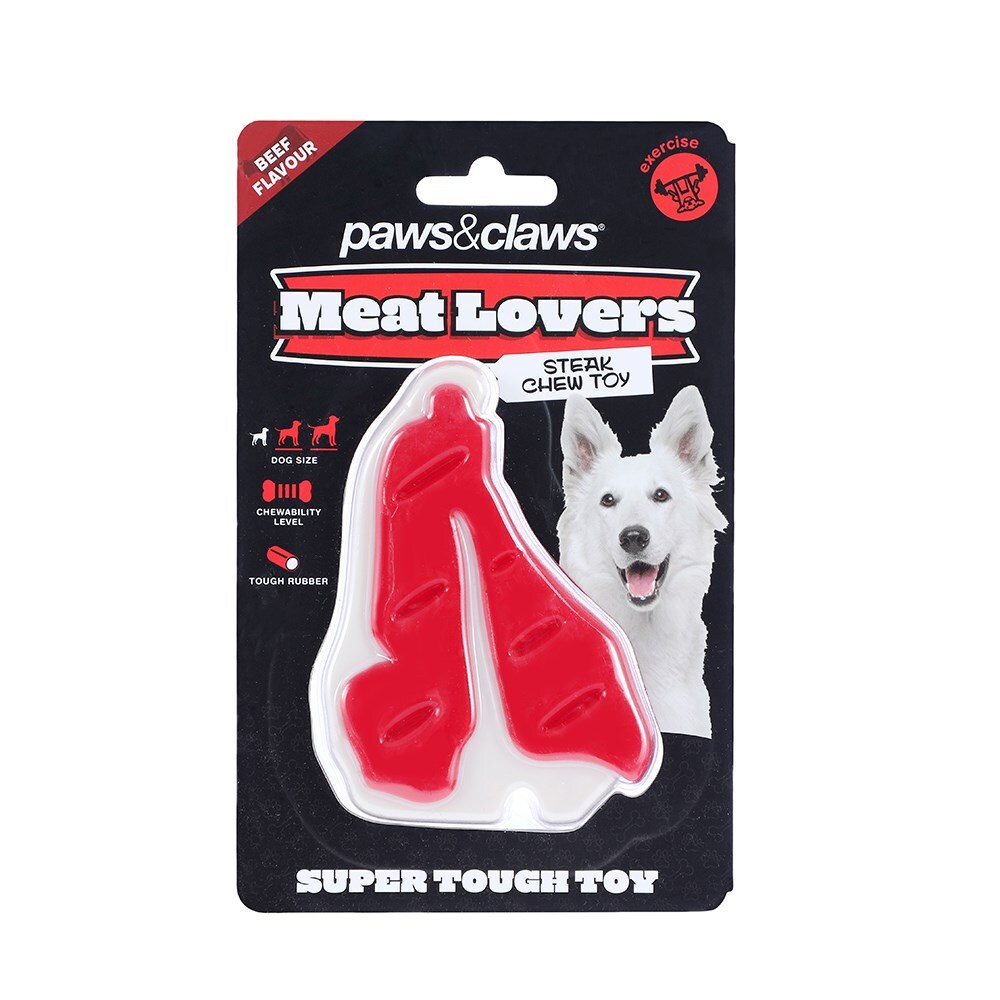 Paws &amp; Claws 11x8x2cm Meat Lovers Flavoured Steak Dog/Pet Chew Toy Assorted