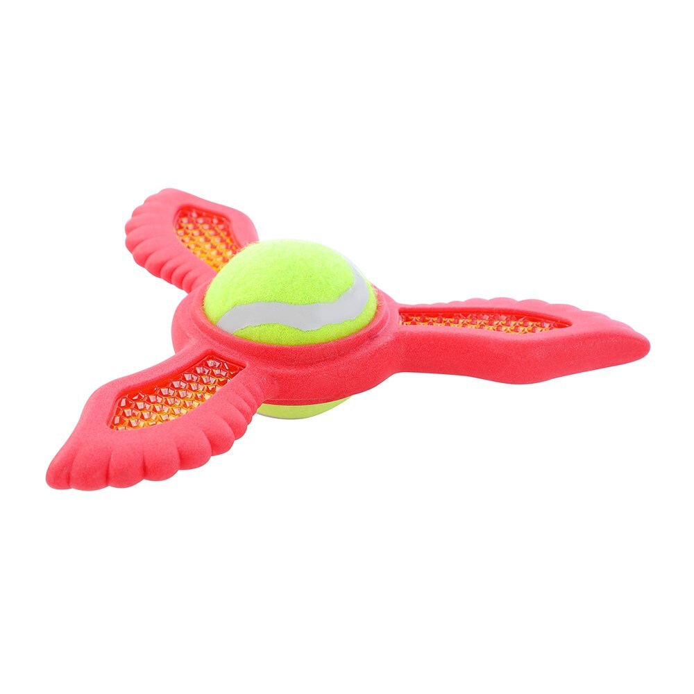 Paws &amp; Claws 21.9x19.5x6cm Fetch Flyer Foam Dart w/ Tennis Ball Dog/Pet Toy Red