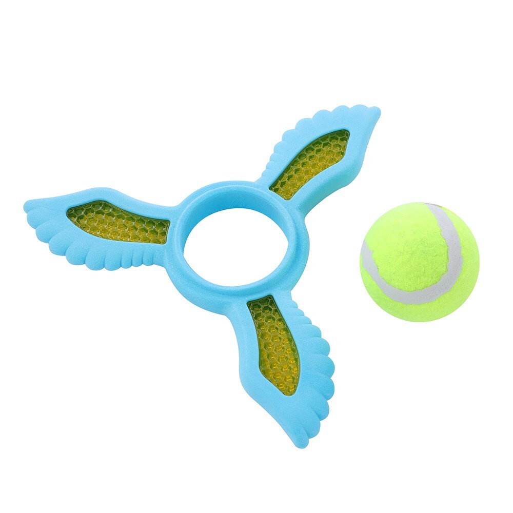 Paws &amp; Claws 21.9x19.5x6cm Fetch Flyer Foam Dart w/ Tennis Ball Dog/Pet Toy Blue