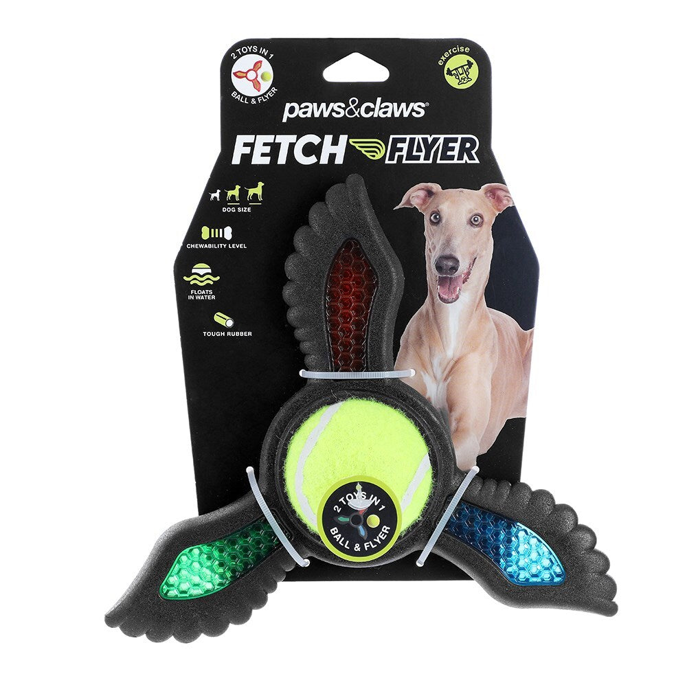 Paws &amp; Claws 21.9x19.5x6cm Fetch Flyer Foam Dart w/ Tennis Ball Dog/Pet Toy Black