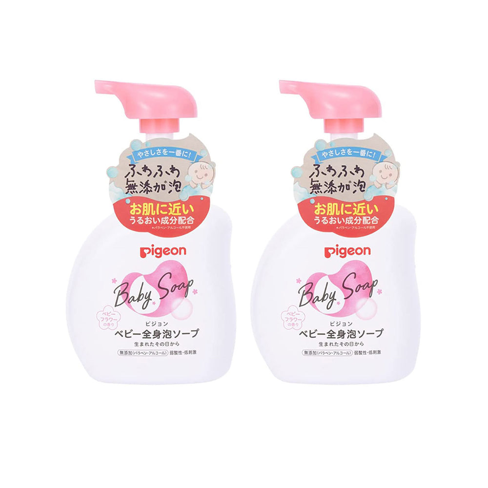 Pigeon Soap Flower Scent 2-in-1 Baby Wash and Shampoo Foam 500g X2pack