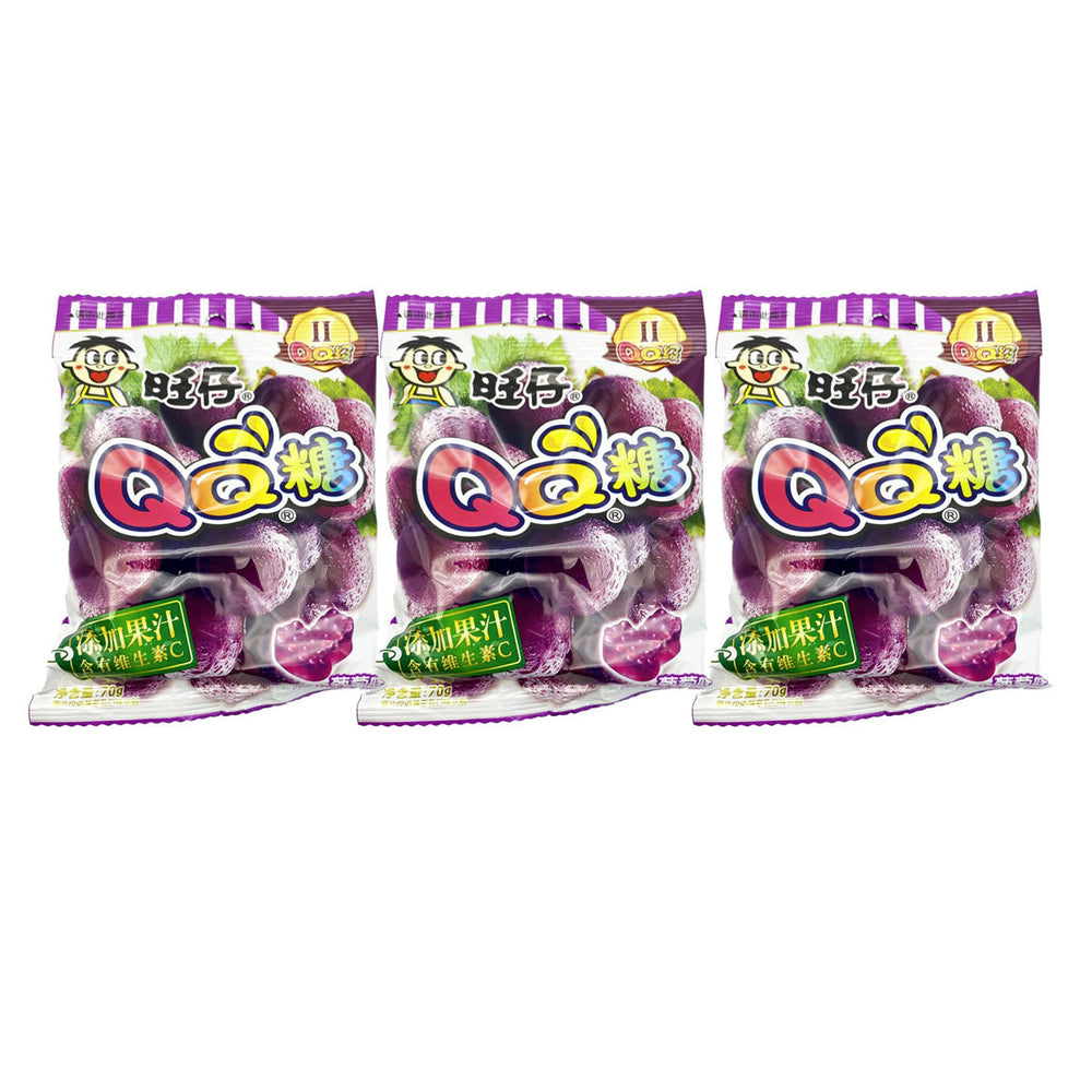 Want Want QQ Gummies Candy Grape Flavor 70g  X3pack