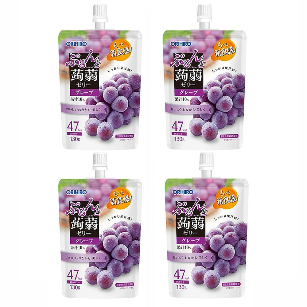 Oirhiro Konjac Drinkable Jelly with Grape Pieces Low Calorie Snack Muscat Flavor 47kcal 130gX4Pack