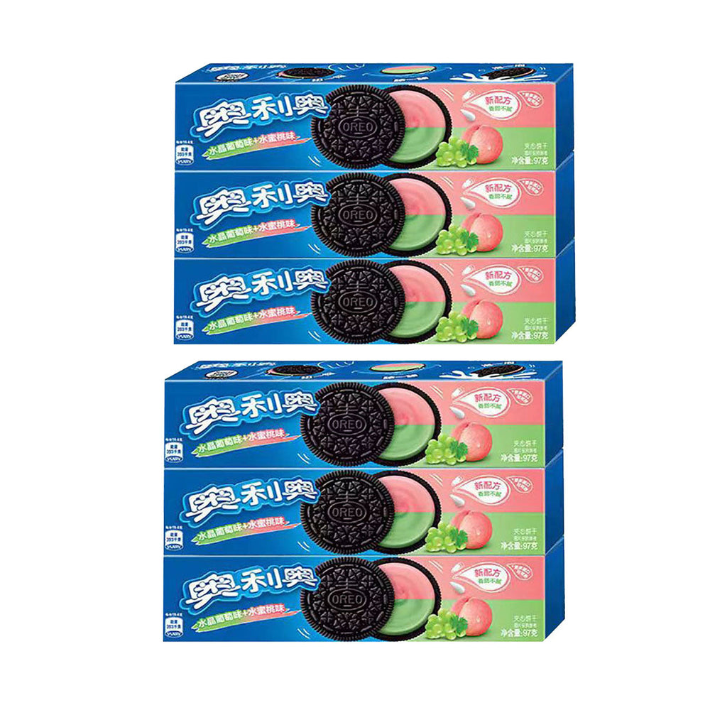 Oreo Sandwich Cookies Crystal Grape + Peach Flavor 97g X6Pack