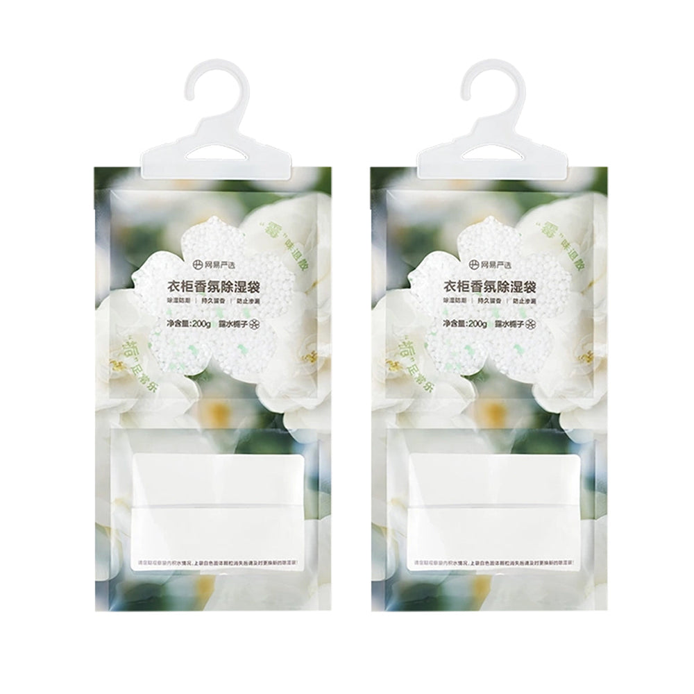 Lifease Wardrobe Closet Fragrance Dehumidifier Bag Moisture Absorber Packets Dewy Gardenia Scent 200g X 2Pack