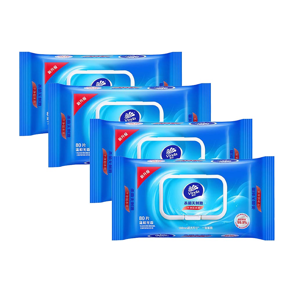 Vinda Disinfecting Wet Wipes 80 Sheets X4Pack