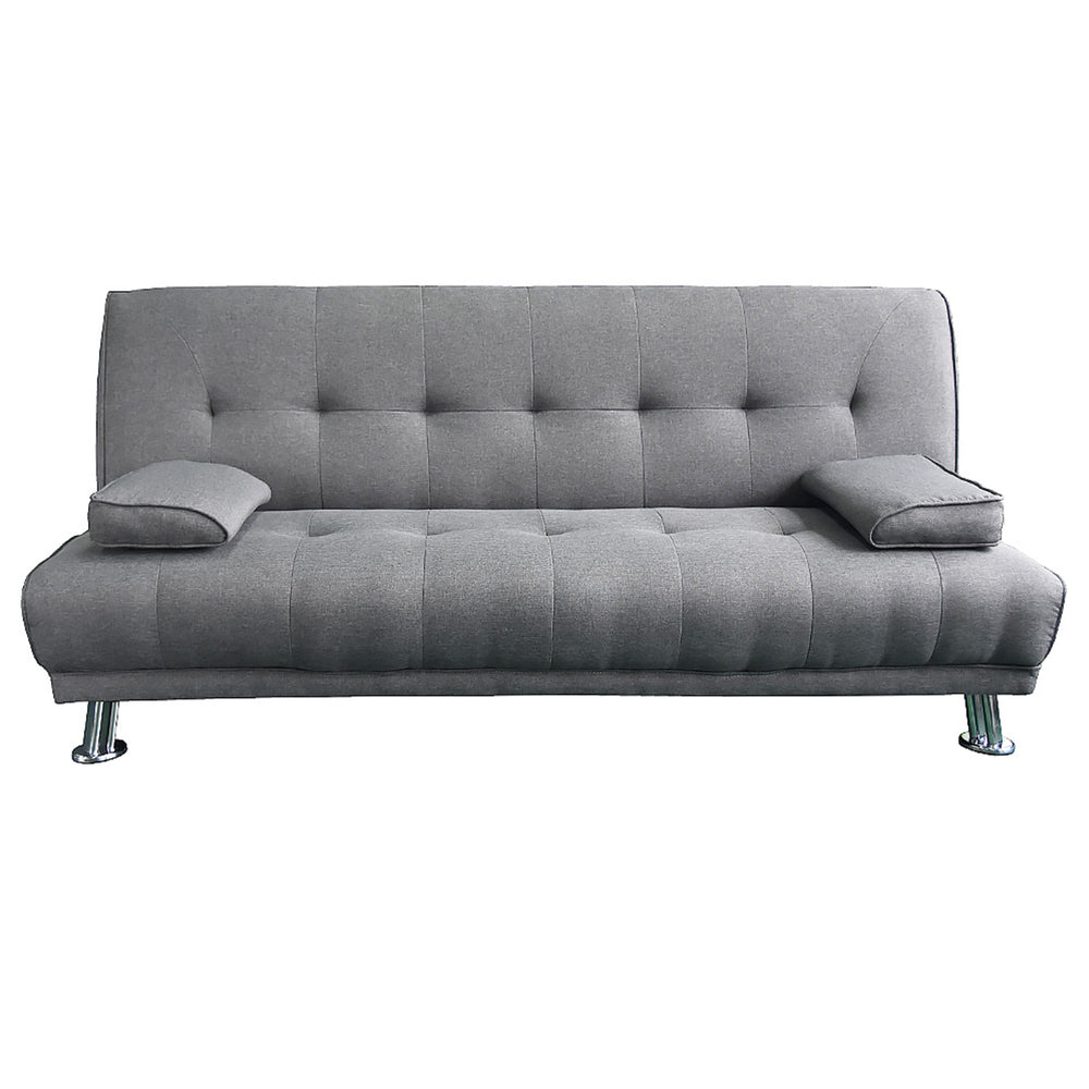 Sarantino Jolie 3-Seater Linen Futon Sofa Bed - Light Grey