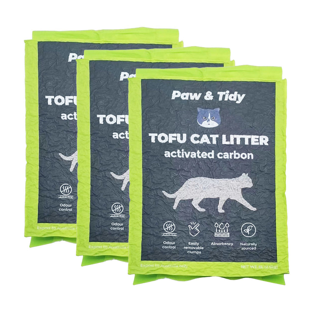 Paw&amp;Tidy Tofu Cat Litter Activated Charcoal Flavor 6L2.5kgX3Pack