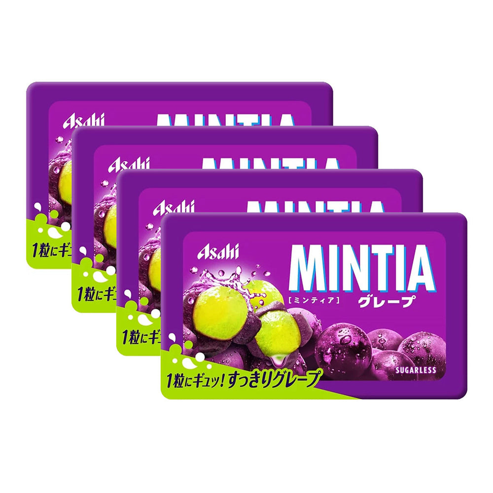 Asahi MINTIA Sugar Free Lozenges Refreshing Mint Candy Grape Flavor 7gX4Pack