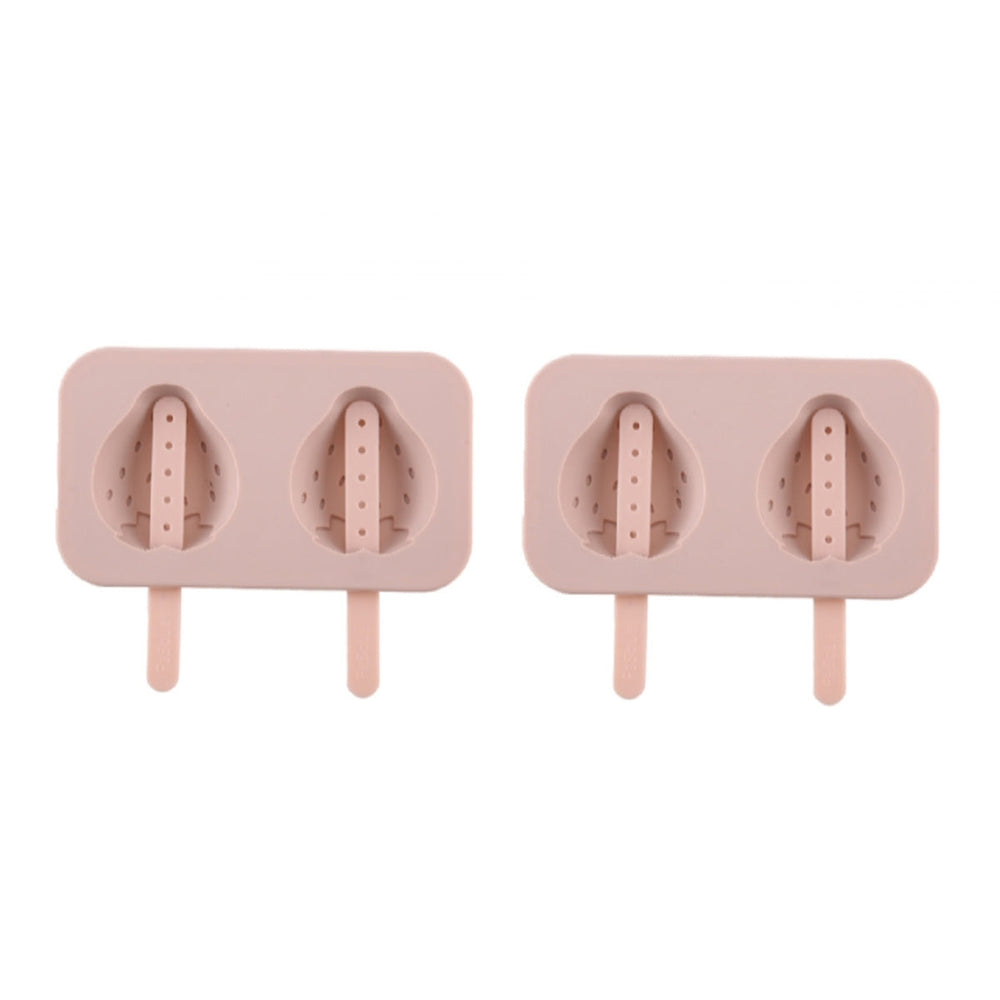 Fasola Cartoonice Cream Mold Food Grade Silicone Strawberry Design Pink 17.6X10.5X2.5cm x 2Pack