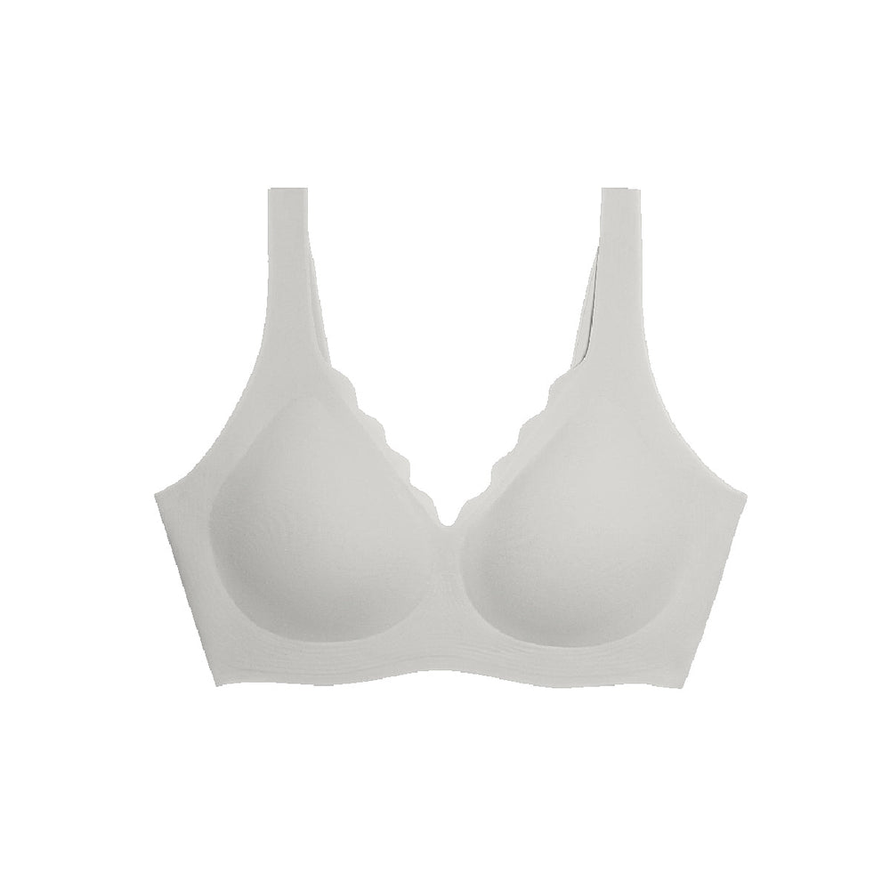Ubras Deep V Ruffle Neck Women&#39;s 18-Hour Ultimate Lift &amp; Support Wireless Full-Coverage Bra Bra Tank Top Style in Coconut Grey X1pack