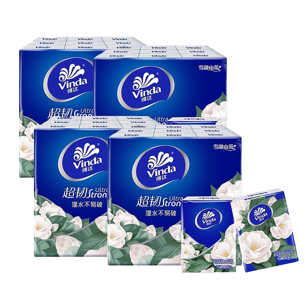 Vinda Mini Ultra Tough 4-Ply Pocket Tissues Camellia Scent 18 bags X4Pack