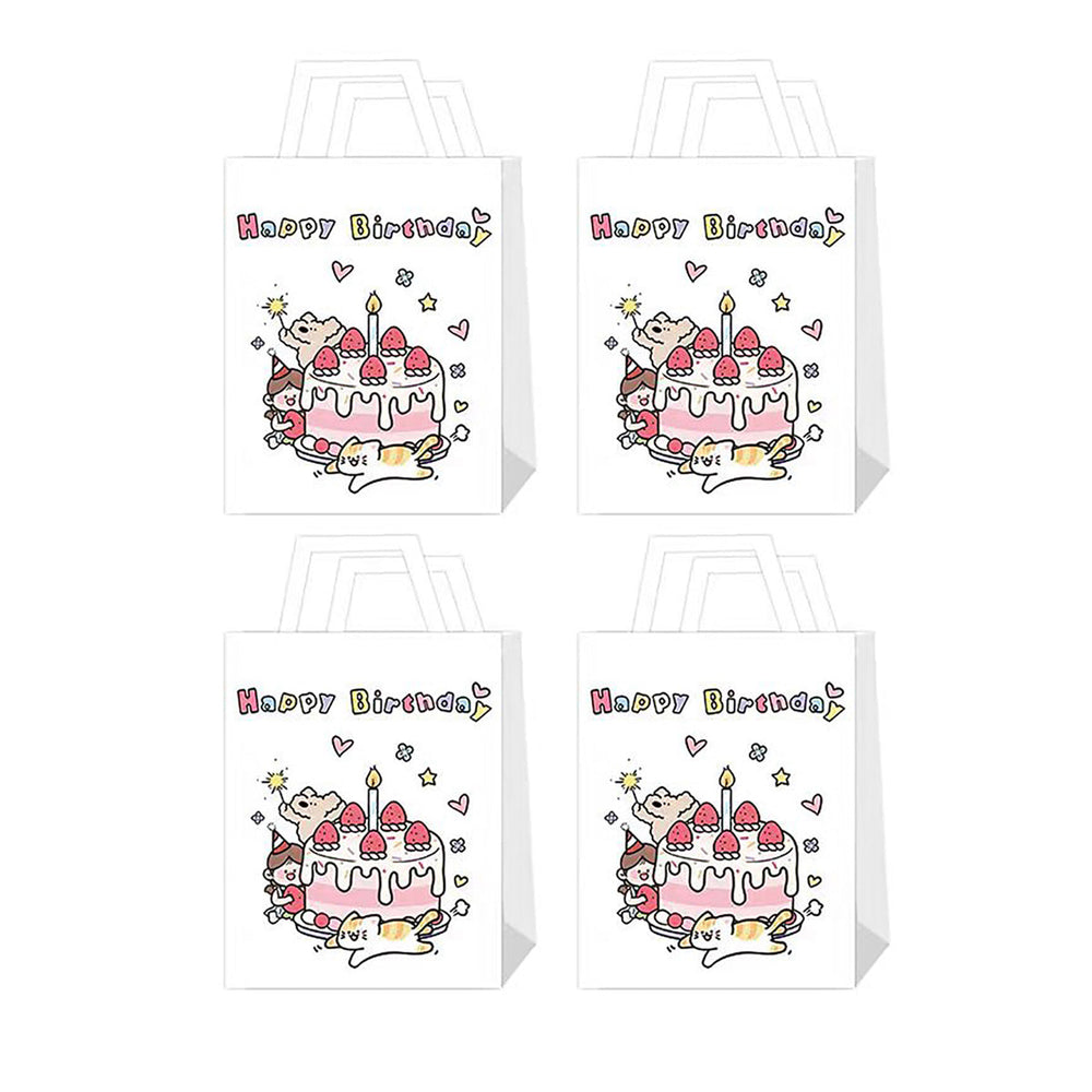 Ulife Birthday Party Gift Bag Paper Bag with Handle White Large Size X4Pack