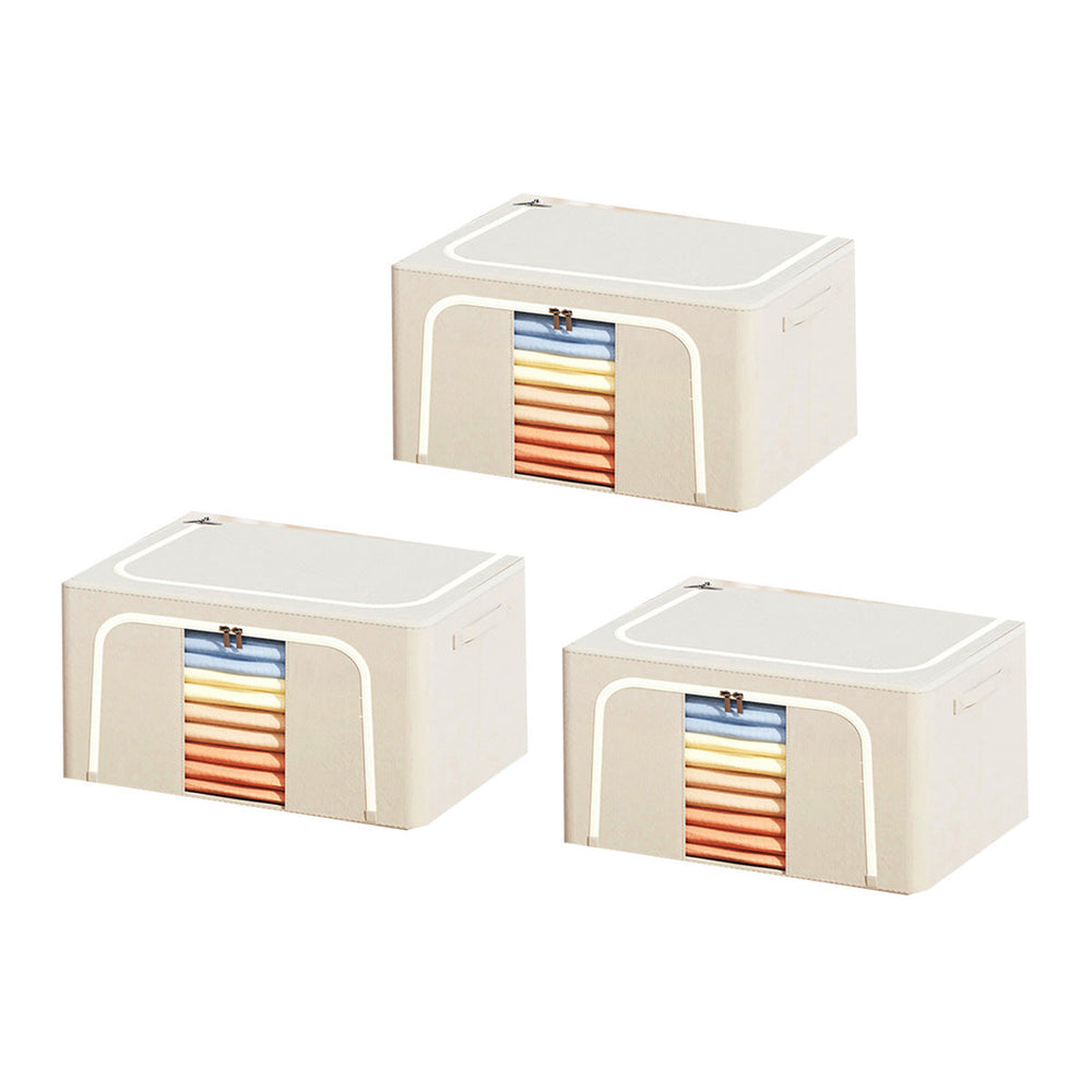 Taili Oxford Fabric Storage Box Closet Storage Containers Storage Bins with Lids for Bedroom Small 24L X3Pack