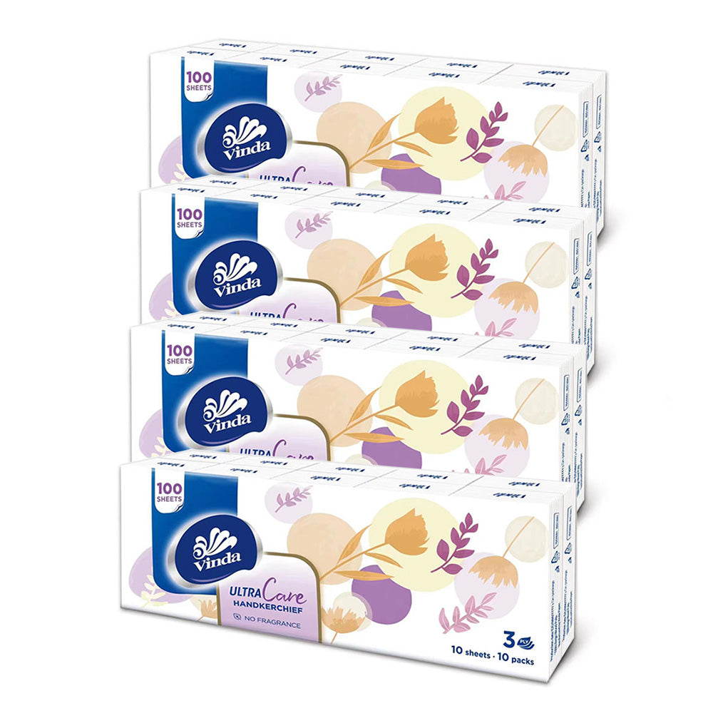 Vinda 3-Ply Pocket Tissues 10-Pack Unscented  10 Pulls 10 Packs X4Pack