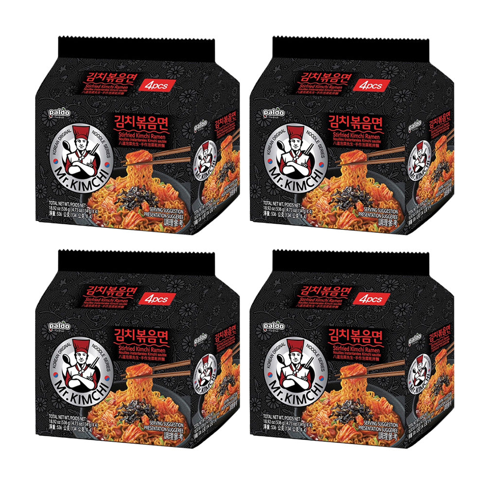 Paldo Handmade Kimchi Dry Mixed Noodles 134gX4BagsX4pack