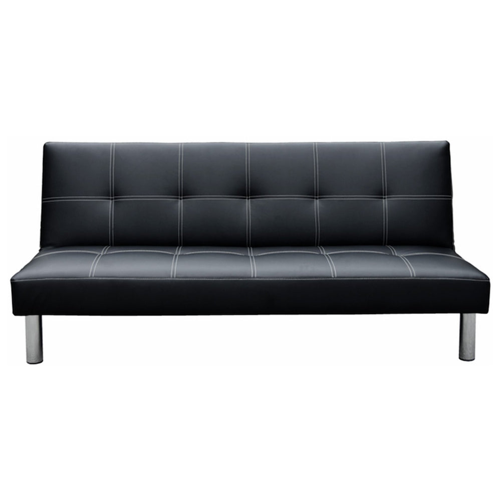 Sarantino Liv 3-Seater Tufted Faux Leather Sofa Bed - Black