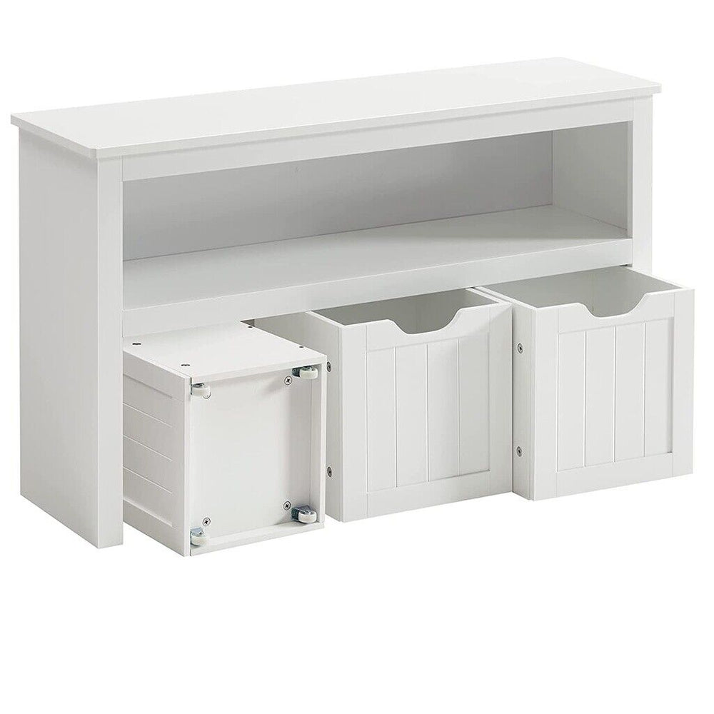 VASAGLE Storage Bench with Shelf and 3 Drawers White