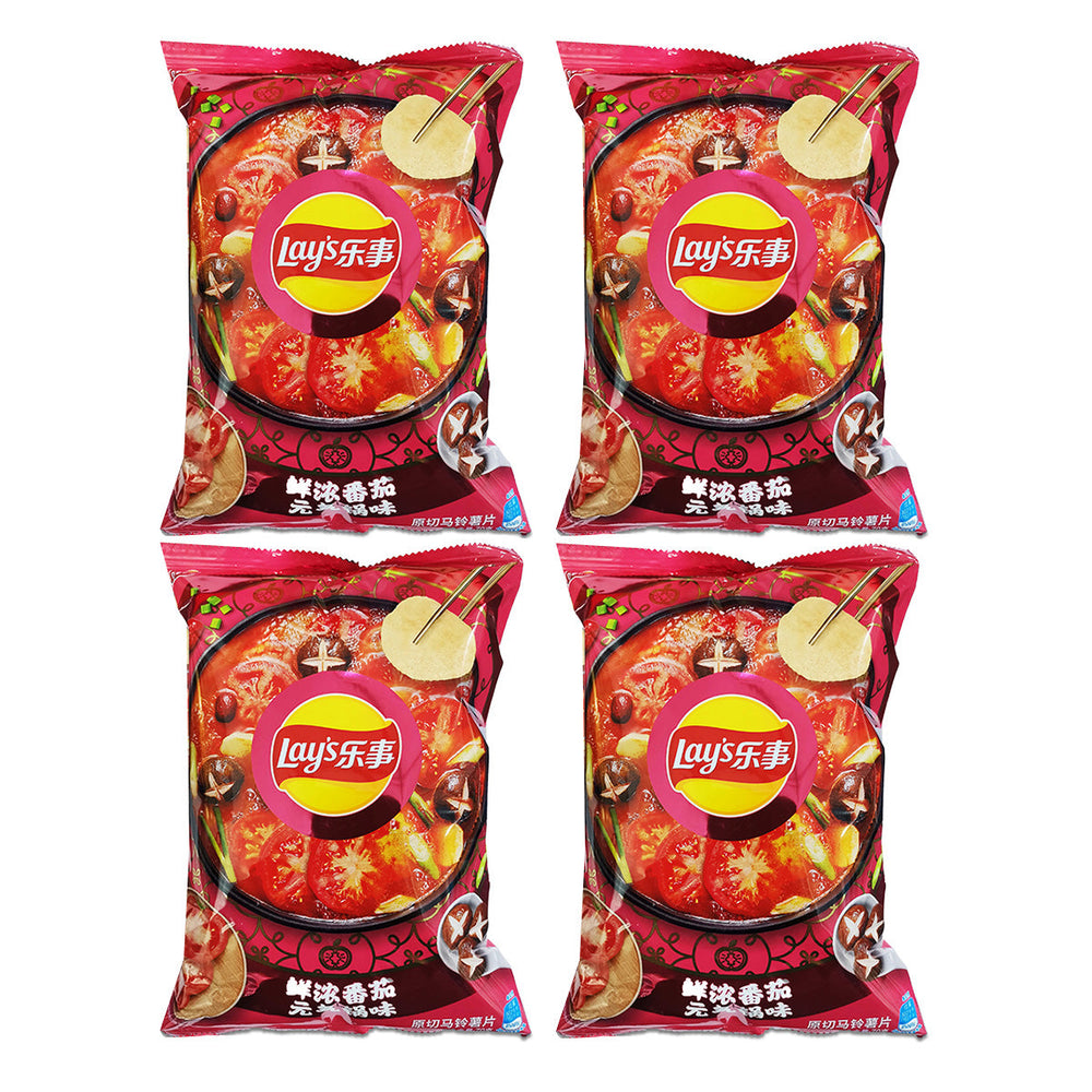 Lay&#39;s Potato Chips Fresh Tomato Genki Pot Flavor 70gX4Pack