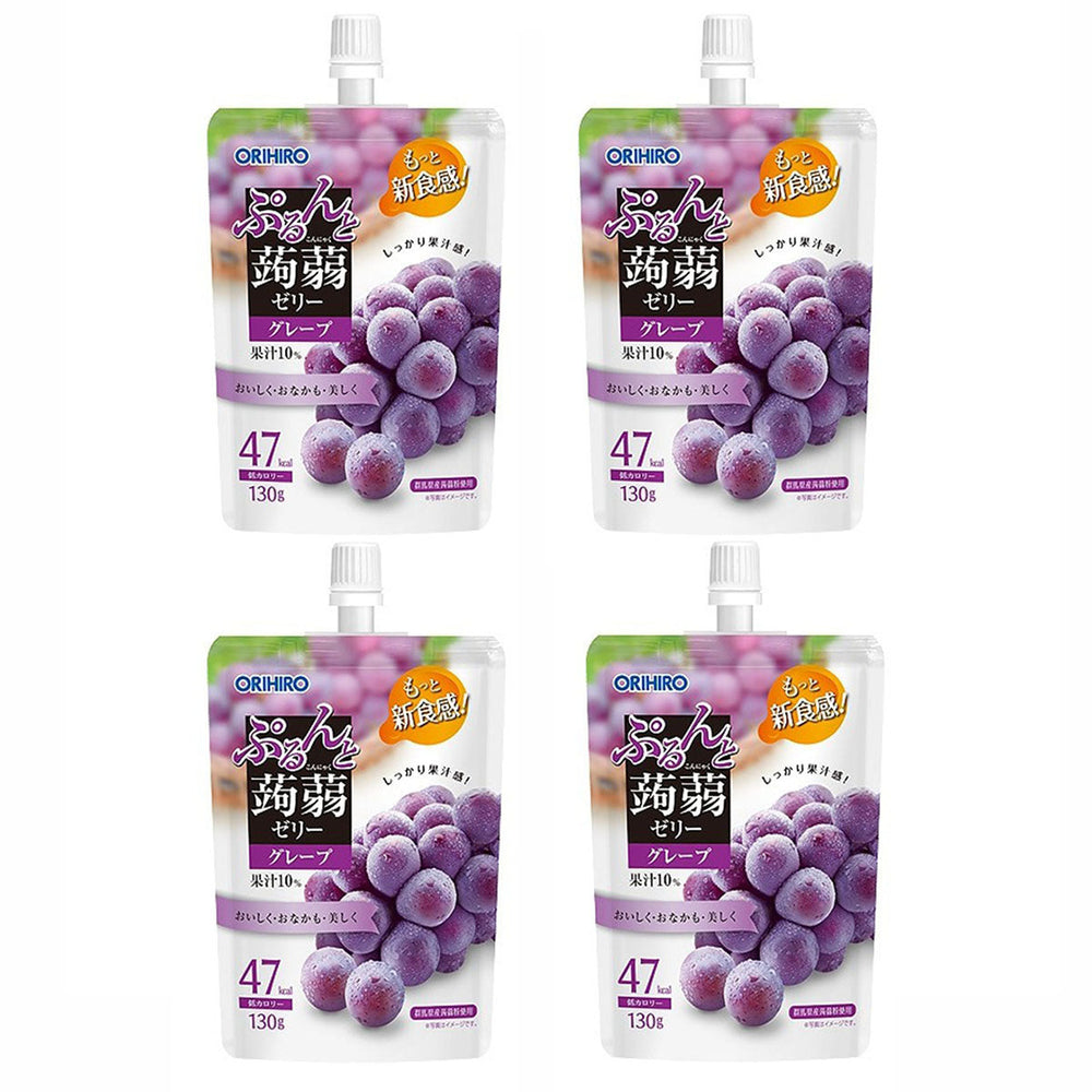 Oirhiro Konjac Jelly with 47cal Jumbo Grape Flavor Upgraded New Pack 130gX4Pack