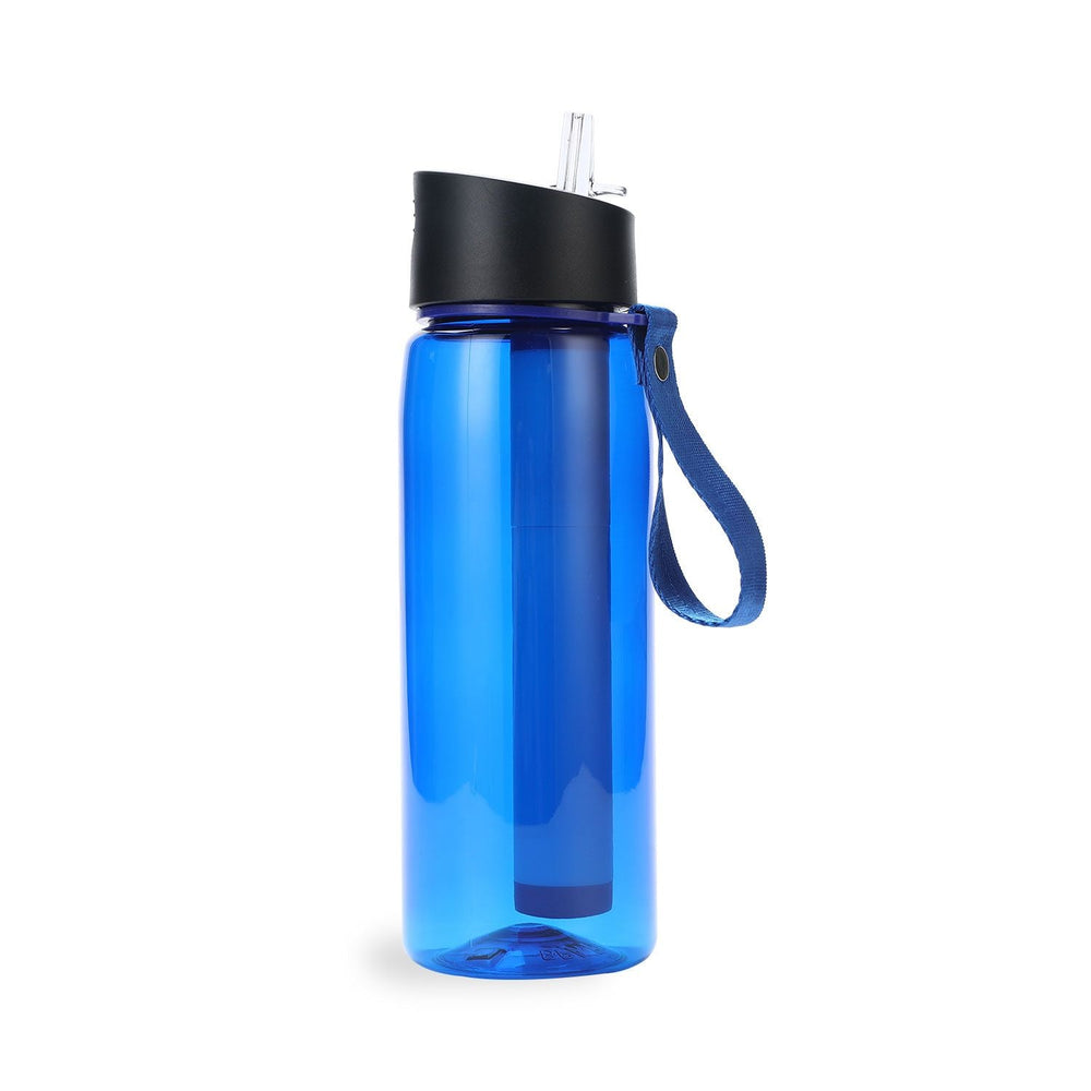 Kiliroo Water Filter Straw Bottle Camping with Membrane Microfilter 550ml Blue