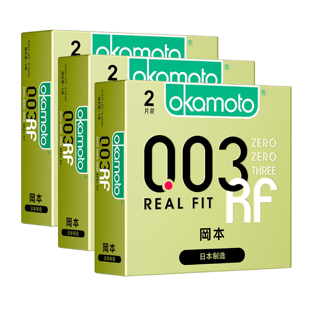 Okamoto Comfortable and Smooth Lubricated Condom for Men 003 Gold Ultra Thin 2pcs X3Pack