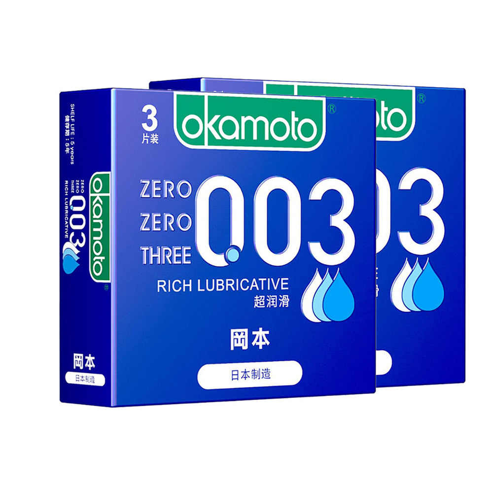 Okamoto Premium Lubricated Natural Latex Condoms 0.03 Ultra Smooth Ultra Thin 3 Pieces X2pack