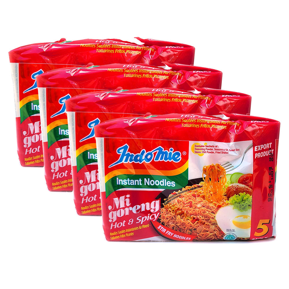 Indomie Indonesian Indomie Hot and Spicy Instant Noodles 80gX5BagX4pack