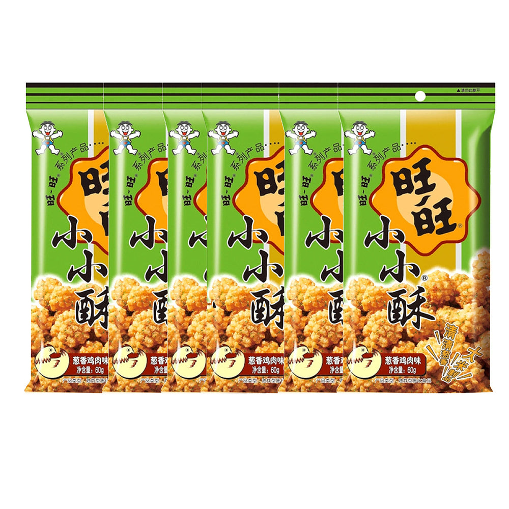 Want Want Snack Rice-based Tiny Crisps Scallion Chicken Flavor 60g X6pack