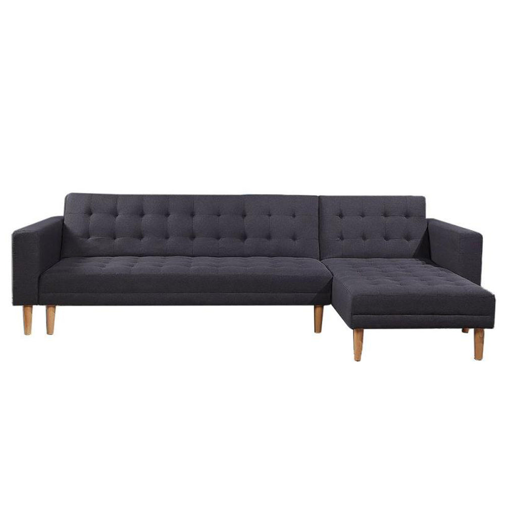 Sarantino Victoria Modular Linen Sofa Bed with Chaise - Dark Grey